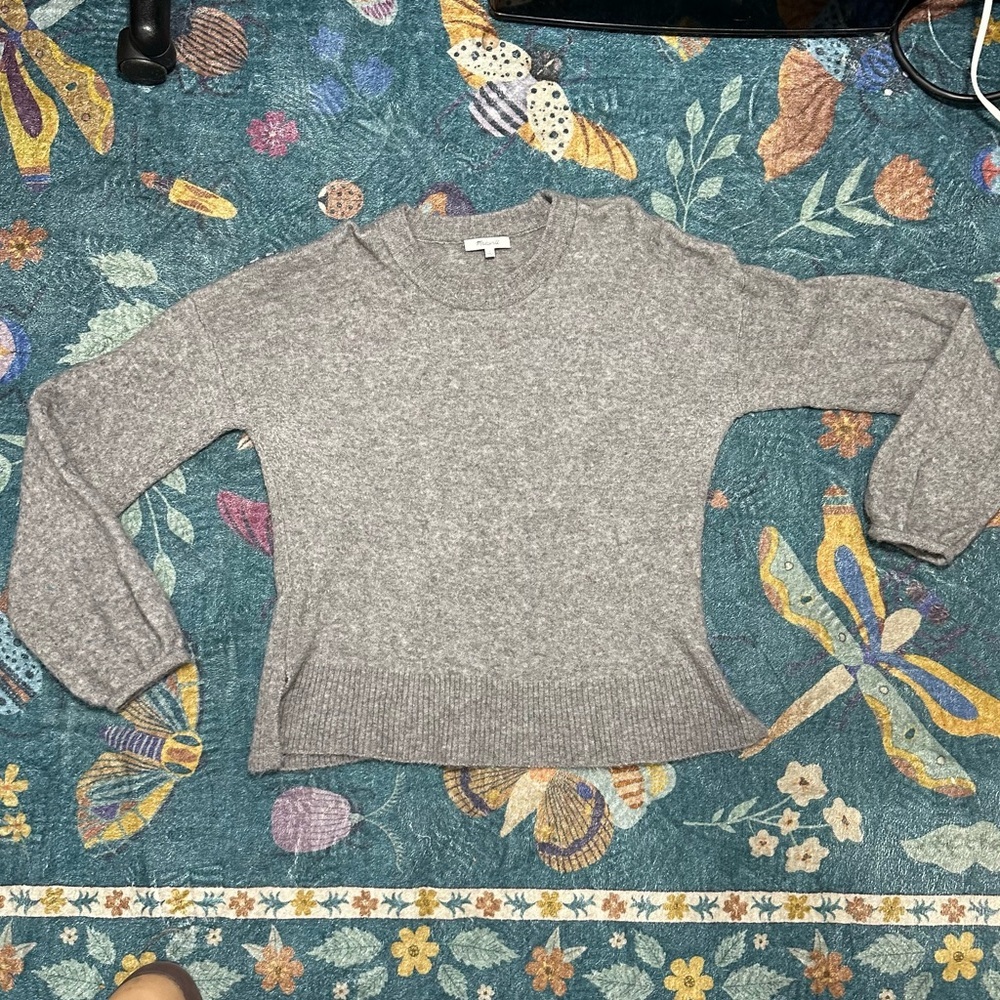 Madewell Ribbed Waist Alpaca-Merino Wool Blend Grey Sweater Size Large EUC